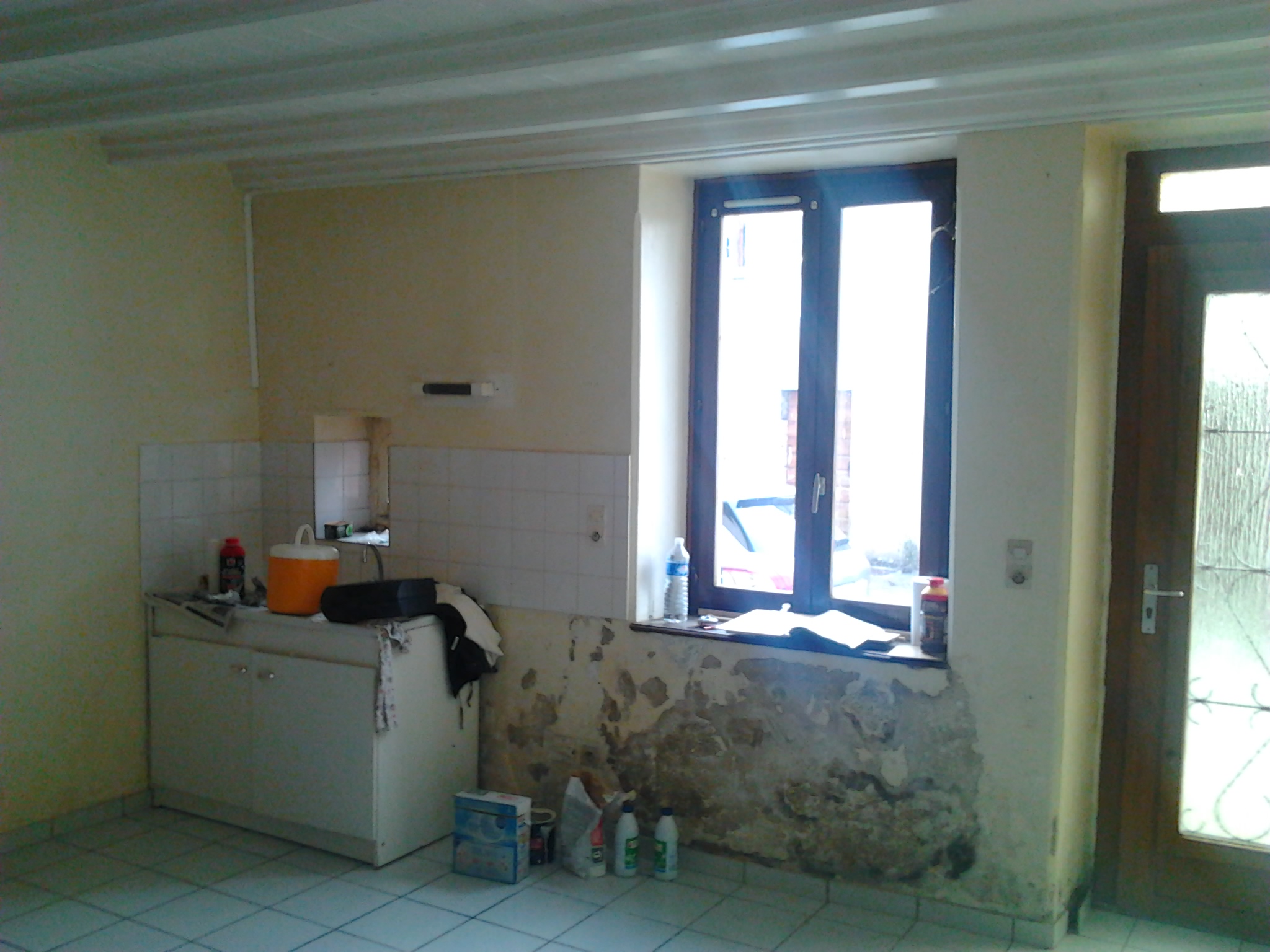 RÉNOVATION - Lambris Bois blanc aspect brossé - AVANT